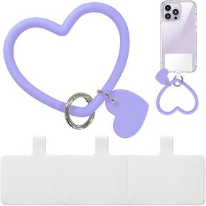 حبل هاتف من السيليكون بحلقة على شكل قلب مع 3 قطع من شريط الحبل، سحر معصم حبل الهاتف، معصم حبل الهاتف، عالمي لمعظم شارات حافظة الهاتف الخلوي in Kuwait