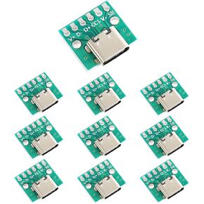10 Pcs USB 3.1 Type C Socket to DIP Connector，16 Pin to 6 Pin DIP Adapter Converter for Data Line Wire Cable Transfer