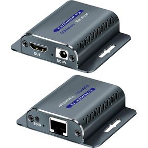 HDMI Extender over cat5e/6 ethernet 60m with POC&EDID 1080P@60Hz Built-in Chip HDMI Repeater RJ45 to HDMI adapter HDMI Extender Converter for Outdoor or Indoor,PCs, Blu-ray players, media players