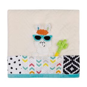 Sassy Baby Larry Llama White and Multi-Colored Super Soft Sherpa Baby Blanket with Teether Corners