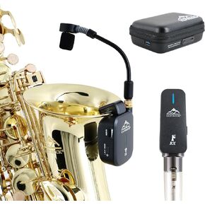 EASTROCK Saxophone Wireless System for Beginner,Coverage to 130 ft/40m,2.4GHz Sax Microphone Wireless Receiver Transmitter Charging Case,Suitable for Recording/Monitor Headphones/Live/Reverb Control