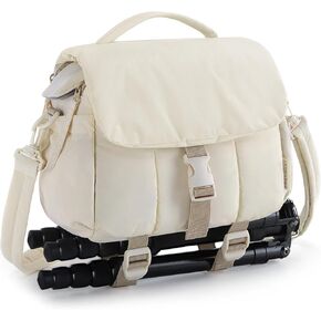 BAGSMART Small Camera Bag, DSLR Camera Case for Camera Lens & Accessories, Ultra-Light Compact Crossbody Camcorder Bags with Rain Cover/Tripod Holder, Camel