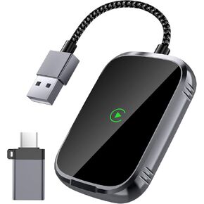 TOPGO CarPlay Wireless Adapter,Plug and Play Wireless Carplay Adapter,Converts Factory Wired CarPlay to Wireless for iPhone8 and Above for Cars with Built-in CarPlay