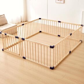 Playpen for Babies and Toddlers,Baby Playpen Fence Yard Wood,Wooden Baby Playpen for Babies and Toddlers,Wooden Baby Play Fence Yard Play Area (140X200)