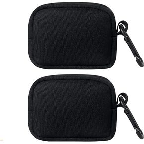 2 Pieces Mini Pouch with Carabiner Clip,Small Pouches for Organization,Small Makeup Bag for Purse,Zipper Coin Pouch,Card Holder Wallet,Travel Storage Carrying Tech Bag for Small Electronic Accessories