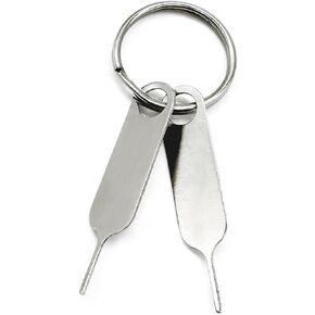 2 Pcs Universal Sim Card Tray Removal Key Tray Eject Pins, SD Removal Opening Tool with A Key Ring, for iPhone iPad Samsung Galaxy Google Pixel Motorola Phones