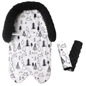 2-in-1Baby Car Seat Head Support & Strap Covers Set for Newborn Infant, Extra Soft Car Seat Insert Cushion Pad, Perfect for Carseats, Strollers, Bouncers