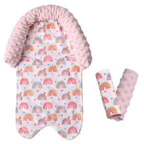 2-in-1Baby Car Seat Head Support & Strap Covers Set for Newborn Infant, Extra Soft Car Seat Insert Cushion Pad, Perfect for Carseats, Strollers, Bouncers
