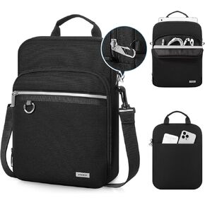 MoKo 9-11 Inch Anti-theft Tablet Sleeve Bag for iPad Pro 11, iPad 10th 10.9, iPad 10.2 9/8/7th, iPad Air 5/4th 10.9, iPad 9.7, Tablet Carrying Case with 4 Compartments & Pockets, Black