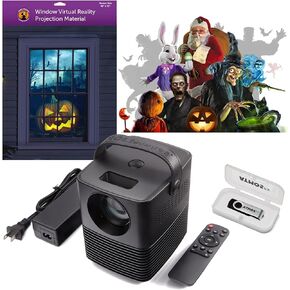 Reaper Brothers Holiday Digital Decoration Kit Includes 16 AtmosFX Video Effects for Halloween, Christmas and More Plus HD Super Bright Projector and 48" x 72" Holographic Projection Screen