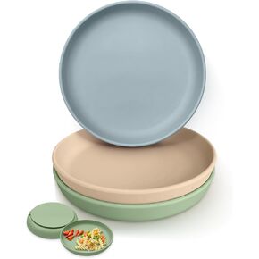 Classic Suction Plates for Toddler Kids 3 PCS, Food Grade Silicone Baby Plate with Suction BPA Free, Deeper Toddler Plates Feeding Dishes, Microwave & Dishwasher Safe