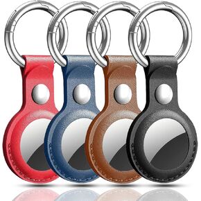 [4 Pack] AirTag Holder with Keychain AirTag Case with Anti-Lost Keychain, Protective Air Tag, Item Finders, Key Ring, for Keys, Dog, Pet, Luggage, Kids Bag - Multi-Color