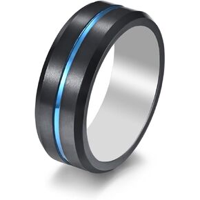 Waterproof Tungsten steel NFC Forum Type 2 215 496 bytes Chip Universal for Mobile Phone All-round Sensing Technology Wearable Smart Ring（black blue Tungsten nfc ring-22mm）