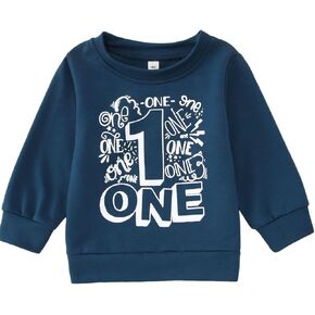 1st Birthday Boy Sweatshirts One Year Old Shirts 1t Happy Boys Outfit Crew Neck Tops Long Sleeve Fall Winter Clothes