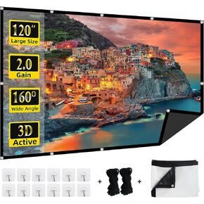 120'' Projector Screen XINLEMY Anti-Light Projection Screen 4K HD White High Gain Movie Screen with 160° View Angle Indoor Back Absorbs Light Fast Setup for Home Theater Family Party