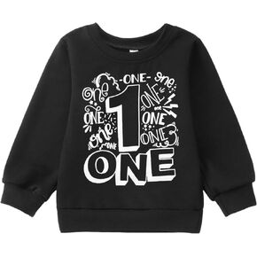 1st Birthday Boy Sweatshirts One Year Old Shirts 1t Happy Boys Outfit Crew Neck Tops Long Sleeve Fall Winter Clothes in Kuwait