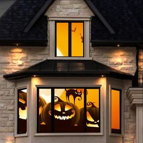 60"x106" Halloween Window Decoration Holographic Projection Screen: Christmas Video Door Window Decoration Screen, Suitable for Holiday Background Decoration Video Movie Playback (120inch)