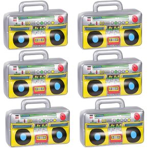 6 PCS Inflatable Boombox - 80s 90s Party Supplies Decorations Inflatable Boom - Rappers Hip Hop B-Boys Costume Accessories (16.5 Inches)