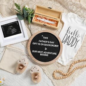 5 Pcs Surprise Pregnancy Announcements for Dad Felt Letter Board Kit Hello Daddy Baby Bodysuit Pregnancy Announcement Box Photo Frame Baby Shoes Baby Gift Sets for Husband Partner