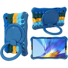 Case for Samsung A9 8.7-inch Tablet SM-X110 X115 X117 Colorful Silicone Case with 360° Rotatable Stand for Multi-Angle Video Viewing (Colorful Dark Blue)