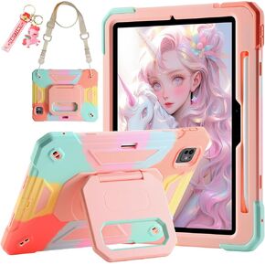 for iPad Pro 11 inch M4 Case 2024 (5th Generation), Shockproof Protective Case with Pencil Slot/360 Rotating Grip Magic Stand,Keychain/Carrying Shoulder Strap, Case for iPad Pro 11 2024 (Colorful)