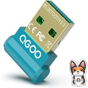 USB Bluetooth Adapter for PC - QGOO Bluetooth Dongle 5.3 EDR, Wireless Receiver for Desktop Computer Laptop Bluetooth Adapter5.3-V35.646.06 Green06