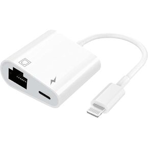 Lightning to Ethernet Adapter, [Apple MFi Certified] 2 in 1 Lightning to RJ45 Ethernet LAN Network Adapter for iPhone/iPad/iPod,Supports 100Mbps Ethernet Network with Charge Port,Plug and Play,All iOS