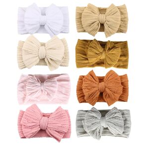 8Pcs Baby Girls Headbands Hair Bows Handmade Soft Stretchy Nylon Hair Band With Bows Hair Accessories for Newborn Baby Girls Toddler Kids