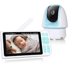 BLAZEVIDEO 1080p FHD Baby Monitor with 5" Display, 3000ft Range, 2-Way Audio, Night Vision, Lullabies, 5000mAh Battery