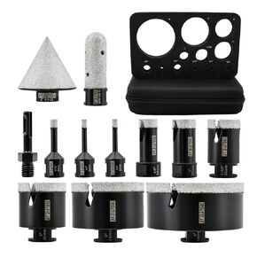 DT-DIATOOL Tile Hole Saw Kit Diamond Core Drill Bits Set 6/6/8/20/25/35/50/75/100mm & 4/5" Diamond Finger Bit with 2" Diamond Chamfer Bit and SDS Adapter for Tile Marble Granite