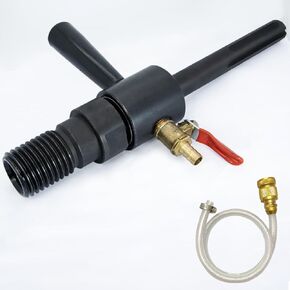 1 1/4"-7 Male to SDS Plus Abor Core Drill Adapter - Water Injection Capable, Includes Solid Brass Hose Quick Connector and Hose - Compatible with 1 1/4"-7 Core Bits for Concrete Core Drilling