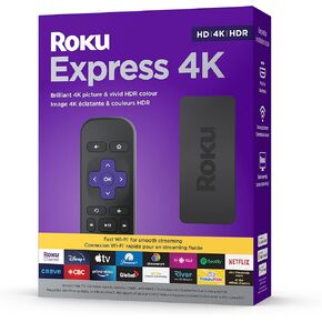 Roku Express 4K 2022 | Streaming Media Player HD/4K/HDR with Smooth Wireless Streaming and Roku Simple Remote with TV Controls, Includes Premium HDMI Cable, white-70 (Renewed)