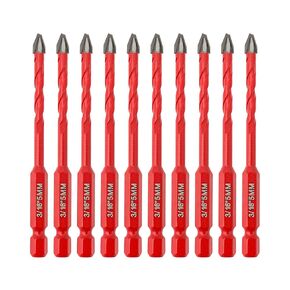 High Hardness Skewed Head Eccentric Drill Bit - FOCSTOL Eccentric Concrete Drill Bits Set with Quick Change Hex Shank for Wood Plastic Ceramic Tile 10pcs (5mm*2+6mm*4+8mm*2+10mm+12mm)