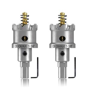 2-Pack 5/8" TCT Hole Saws for Hard Metal, Heavy Duty 16mm Tungsten Carbide Tipped Hole Cutters Set with Spring-Loaded Pilot Drill Bits for Stainless Steel, Metal, Iron, and Plastic