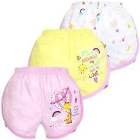 COTTON STUFF Baby Girls Cotton Shorts 100% Cotton (Kindness Collection, Pack of 3)