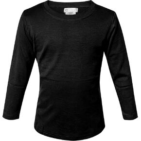 COUVER Soft Cotton Kids Youth Crew Neck Long Sleeve Solid Color Shirts