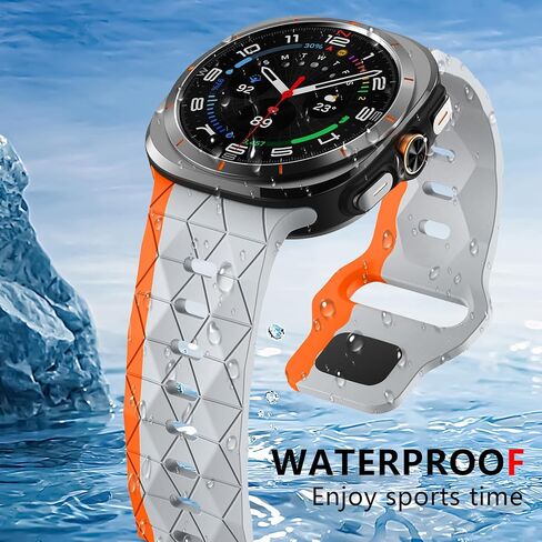 Silicone Breathable Sport Bracelet Compatible with Samsung Galaxy Watch Ultra 47mm(2024), No Gap Rugged Engraved Replacement Strap for Men Women in Saudi Arabia