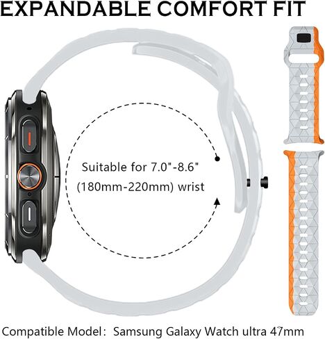 Silicone Breathable Sport Bracelet Compatible with Samsung Galaxy Watch Ultra 47mm(2024), No Gap Rugged Engraved Replacement Strap for Men Women in Saudi Arabia