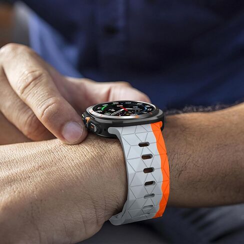 Silicone Breathable Sport Bracelet Compatible with Samsung Galaxy Watch Ultra 47mm(2024), No Gap Rugged Engraved Replacement Strap for Men Women in Saudi Arabia