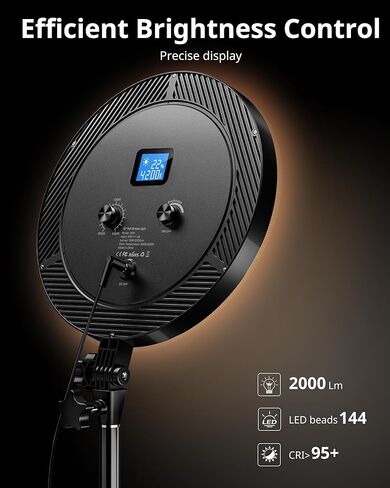مصباح حلقي كبير احترافي من UBeesize مع حامل طويل 66 بوصة وحامل هاتف وجهاز تحكم عن بعد - إضاءة شاشة كاملة 6500 كلفن للاستوديو والحلاقة والمكياج والتصوير الفوتوغرافي والبث المباشر in Kuwait
