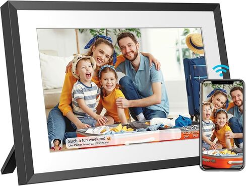إطار صورة رقمي واي فاي 32 جيجابايت 10.1 بوصة مع شاشة لمس IPS عالية الدقة 1280x800، إرسال الصور أو مقاطع الفيديو عبر التطبيق أو البريد الإلكتروني، يدعم محرك USB/بطاقة SD للتخزين الموسع، تدوير تلقائي، قابل للتركيب على الحائط in Kuwait