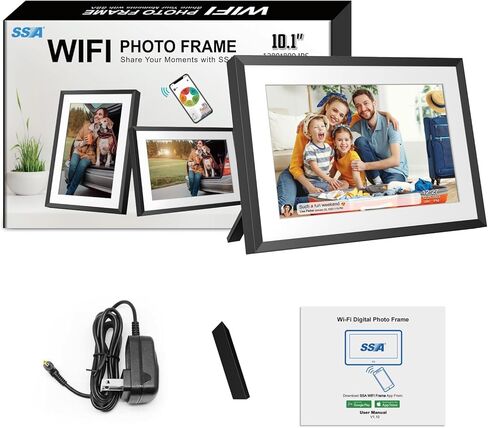 إطار صورة رقمي واي فاي 32 جيجابايت 10.1 بوصة مع شاشة لمس IPS عالية الدقة 1280x800، إرسال الصور أو مقاطع الفيديو عبر التطبيق أو البريد الإلكتروني، يدعم محرك USB/بطاقة SD للتخزين الموسع، تدوير تلقائي، قابل للتركيب على الحائط in Kuwait
