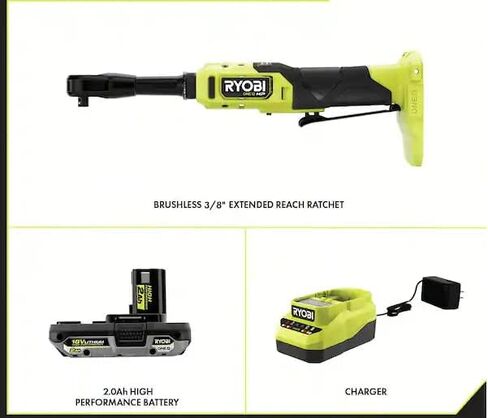 RYOBI ONE+ 18V بدون فرش لاسلكي 3/8 بوصة. سقاطة وصول ممتدة مع (1) بطارية وشاحن 2.0 أمبير في الساعة in Saudi Arabia