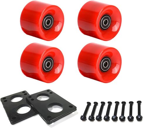 60mm Cruiser Wheels 80A Contains ABEC-9 Bearings and Spacers,Skateboard Riser Pads,Skateboard Hardware Screws Bolts,fit for Your Cruiser Skateboards,Penny Board -Black in Saudi Arabia