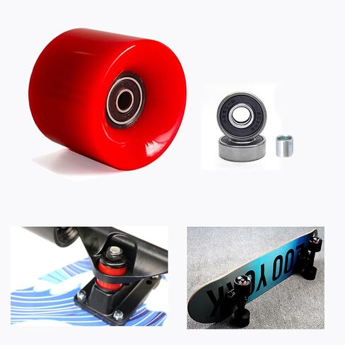 60mm Cruiser Wheels 80A Contains ABEC-9 Bearings and Spacers,Skateboard Riser Pads,Skateboard Hardware Screws Bolts,fit for Your Cruiser Skateboards,Penny Board -Black in Saudi Arabia