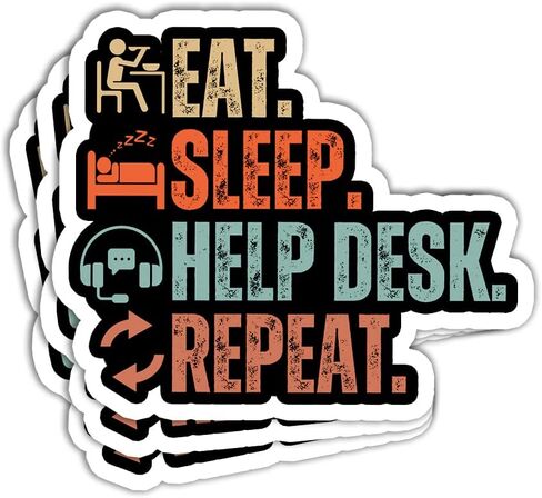 (3 قطع) ملصق متكرر لمكتب المساعدة في الأكل والنوم، ملصقات مكتب المساعدة المضحكة، ملصقات الدعم الفني، ملصقات الكمبيوتر المضحكة، ملصقات مكتب المساعدة، تزيين الهدايا لجهاز الكمبيوتر المحمول، زجاجة، نافذة السيارة، 3 بوصات × 4 بوصات in Kuwait