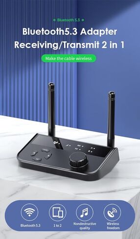 BOLS Bluetooth 5.3 Transmitter-Receiver, Suitable for TV to Wireless Headphones, Low Latency/HD Audio, Family Stereo Support Adapter,Support: A2DP/AVRCP. in Kuwait