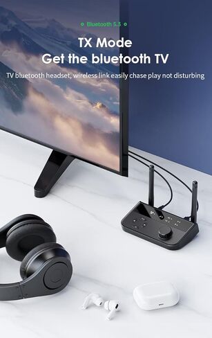 BOLS Bluetooth 5.3 Transmitter-Receiver, Suitable for TV to Wireless Headphones, Low Latency/HD Audio, Family Stereo Support Adapter,Support: A2DP/AVRCP. in Kuwait