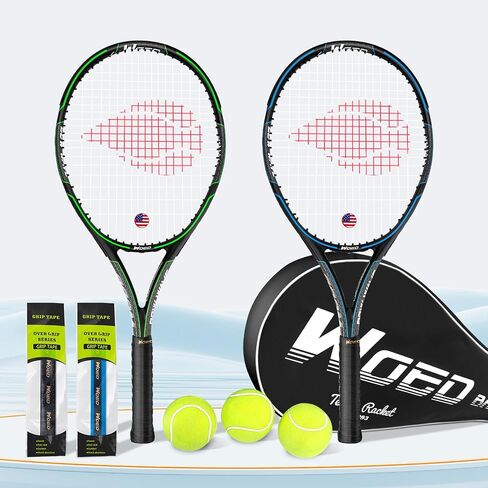 Adult 2 Player Tennis Racket Perfect for Beginner and Professional Players, 27" Speed Tennis Racquet Include Overgrips, Tennis Bag, Vibration Dampes, Covers in Saudi Arabia