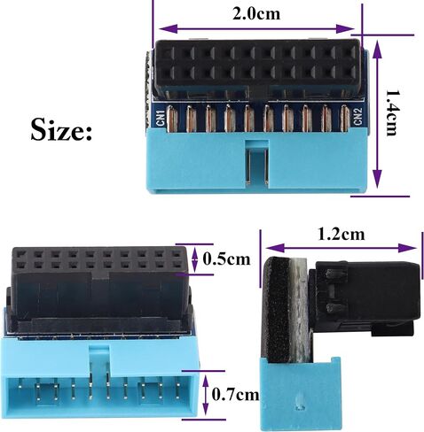 2 حزمة أسفل الزاوية اليمنى USB 3.0 19 دبوس موصل 90 درجة 19Pin / 20Pin 3.0 USB أنثى إلى ذكر تمديد لوحة محول الطاقة لسطح المكتب اللوحة الأم محول الرأس الداخلي (أسفل / أزرق - 20Pin) in Kuwait